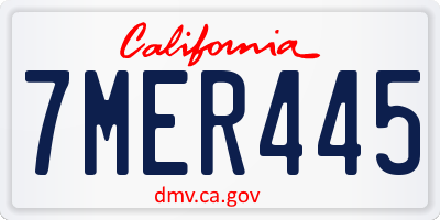 CA license plate 7MER445