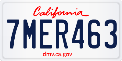 CA license plate 7MER463