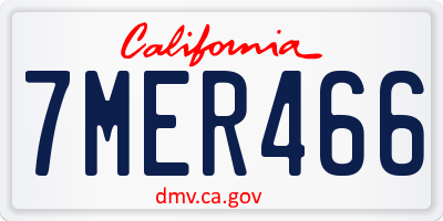 CA license plate 7MER466