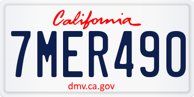 CA license plate 7MER490