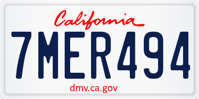 CA license plate 7MER494