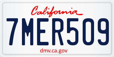 CA license plate 7MER509