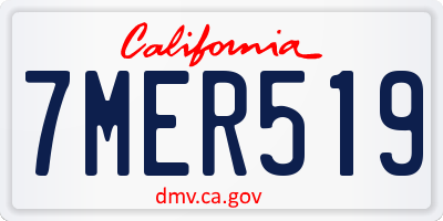 CA license plate 7MER519