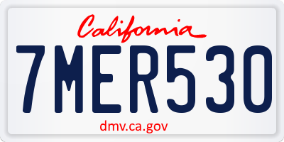 CA license plate 7MER530