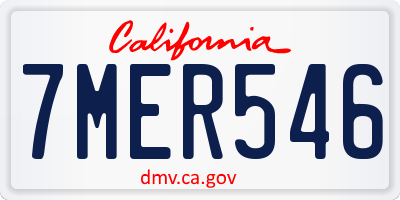 CA license plate 7MER546