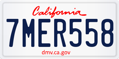 CA license plate 7MER558