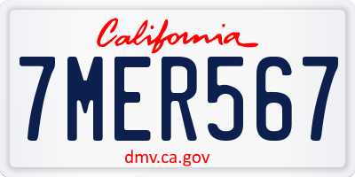 CA license plate 7MER567