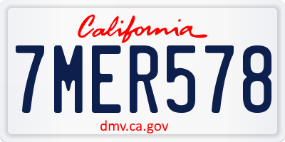 CA license plate 7MER578