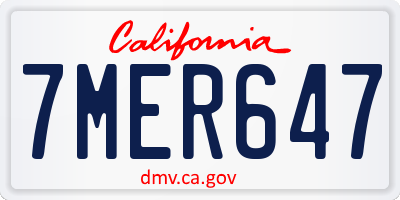 CA license plate 7MER647