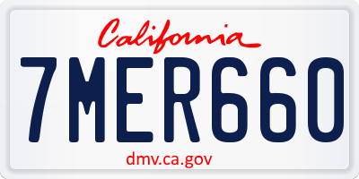 CA license plate 7MER660