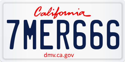 CA license plate 7MER666
