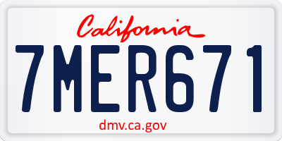 CA license plate 7MER671