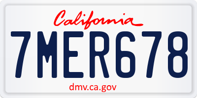 CA license plate 7MER678