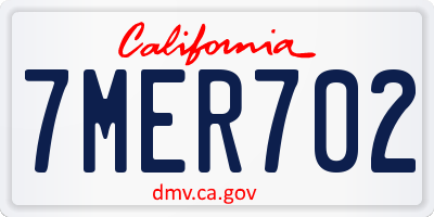 CA license plate 7MER702
