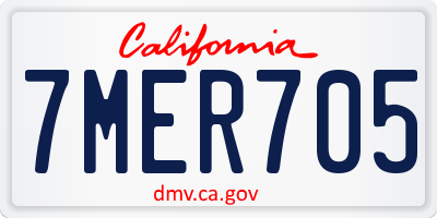 CA license plate 7MER705