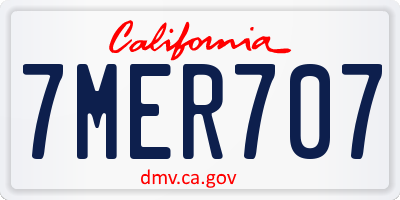 CA license plate 7MER707