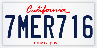 CA license plate 7MER716