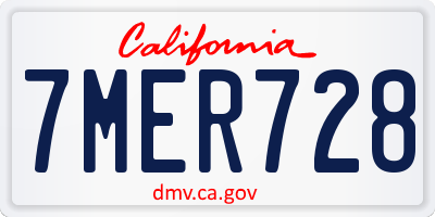 CA license plate 7MER728