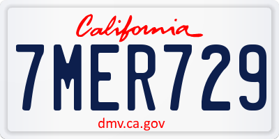 CA license plate 7MER729