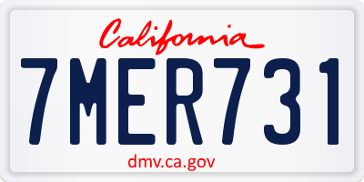 CA license plate 7MER731