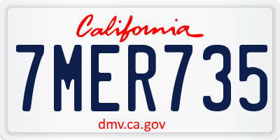 CA license plate 7MER735