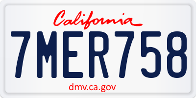 CA license plate 7MER758