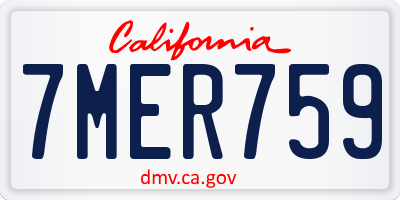 CA license plate 7MER759