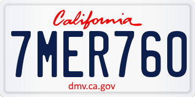 CA license plate 7MER760