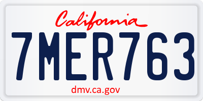 CA license plate 7MER763