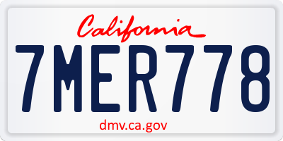 CA license plate 7MER778