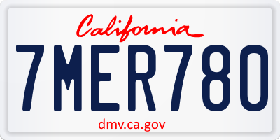 CA license plate 7MER780