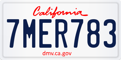 CA license plate 7MER783