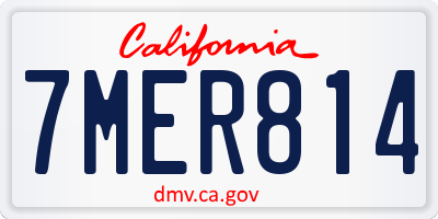 CA license plate 7MER814