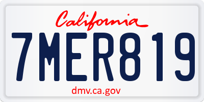 CA license plate 7MER819