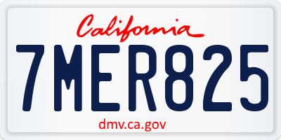CA license plate 7MER825