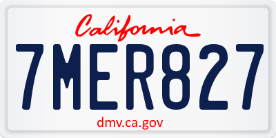 CA license plate 7MER827