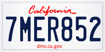 CA license plate 7MER852