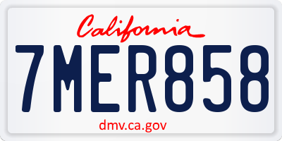 CA license plate 7MER858