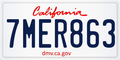 CA license plate 7MER863