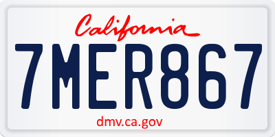 CA license plate 7MER867
