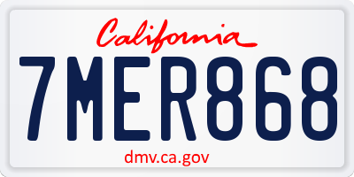 CA license plate 7MER868