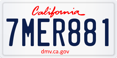 CA license plate 7MER881