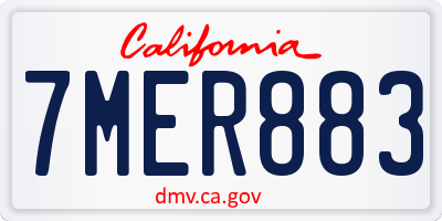 CA license plate 7MER883