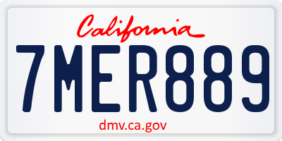 CA license plate 7MER889