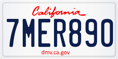 CA license plate 7MER890
