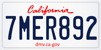 CA license plate 7MER892