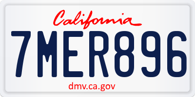 CA license plate 7MER896