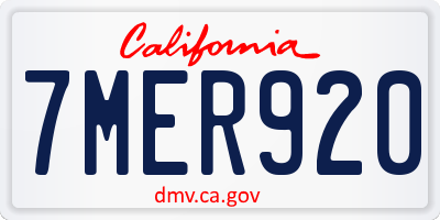 CA license plate 7MER920