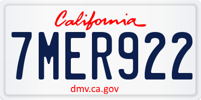 CA license plate 7MER922
