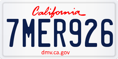 CA license plate 7MER926